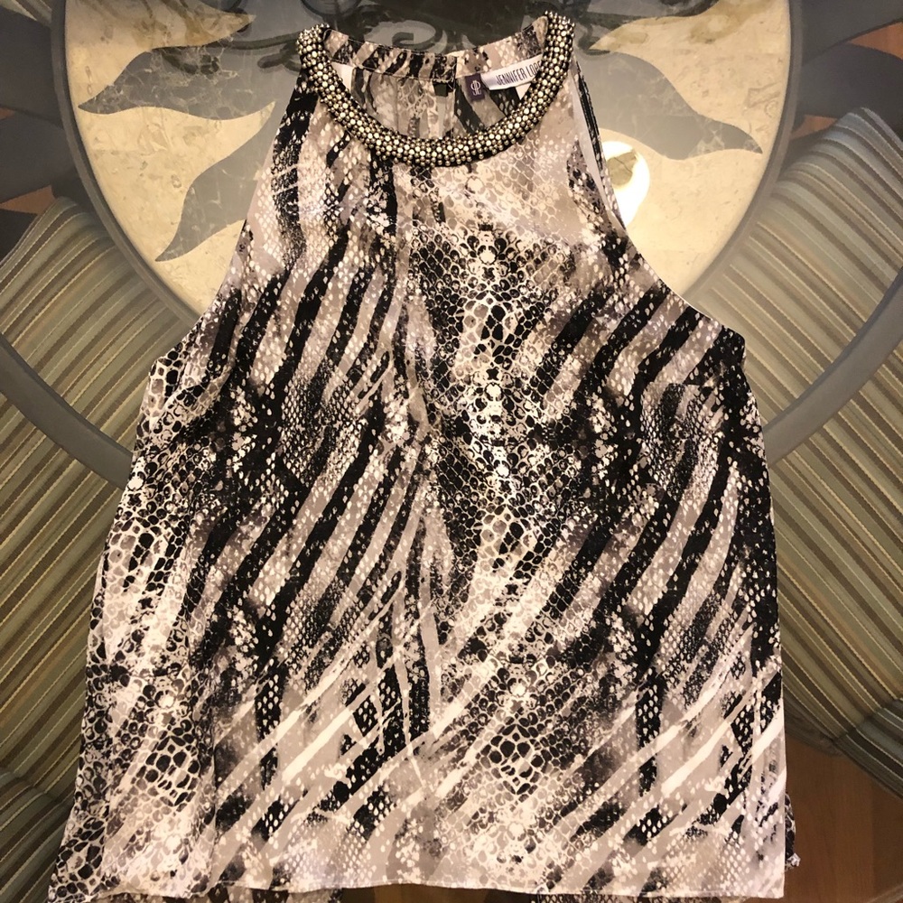 Jennifer Lopez Blouse w/Rhinestone neckline Sz S